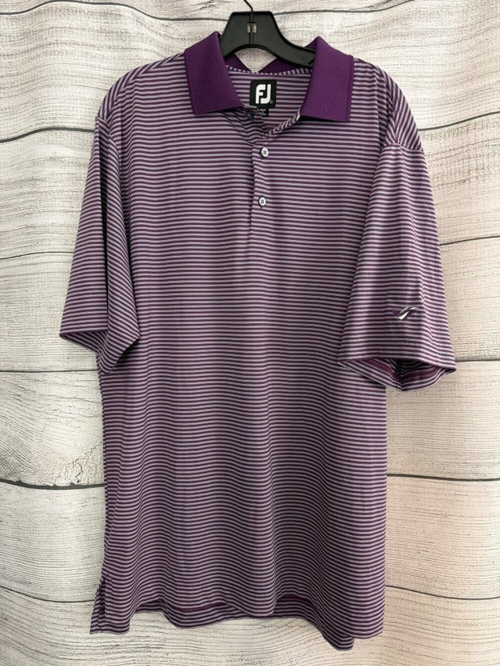 Mens FootJoy Purple Striped Polo Golf Shirt Size L